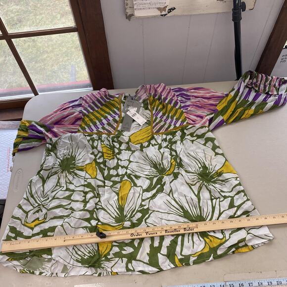 Blank London Top Womens XL Retro Floral Mod Balloon Sleeve Boho Anthropologie - Picture 9 of 14